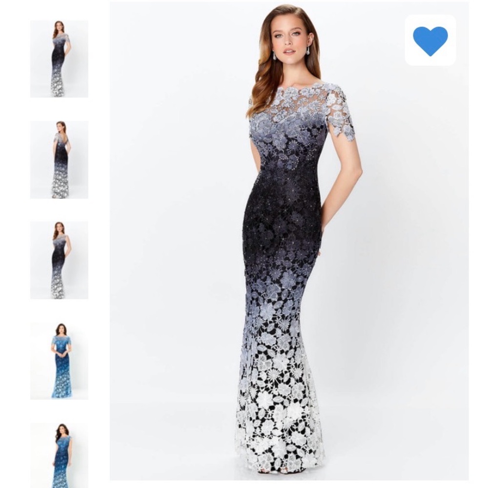Montage by Mon Cheri Black and White Lace Maxi Dress